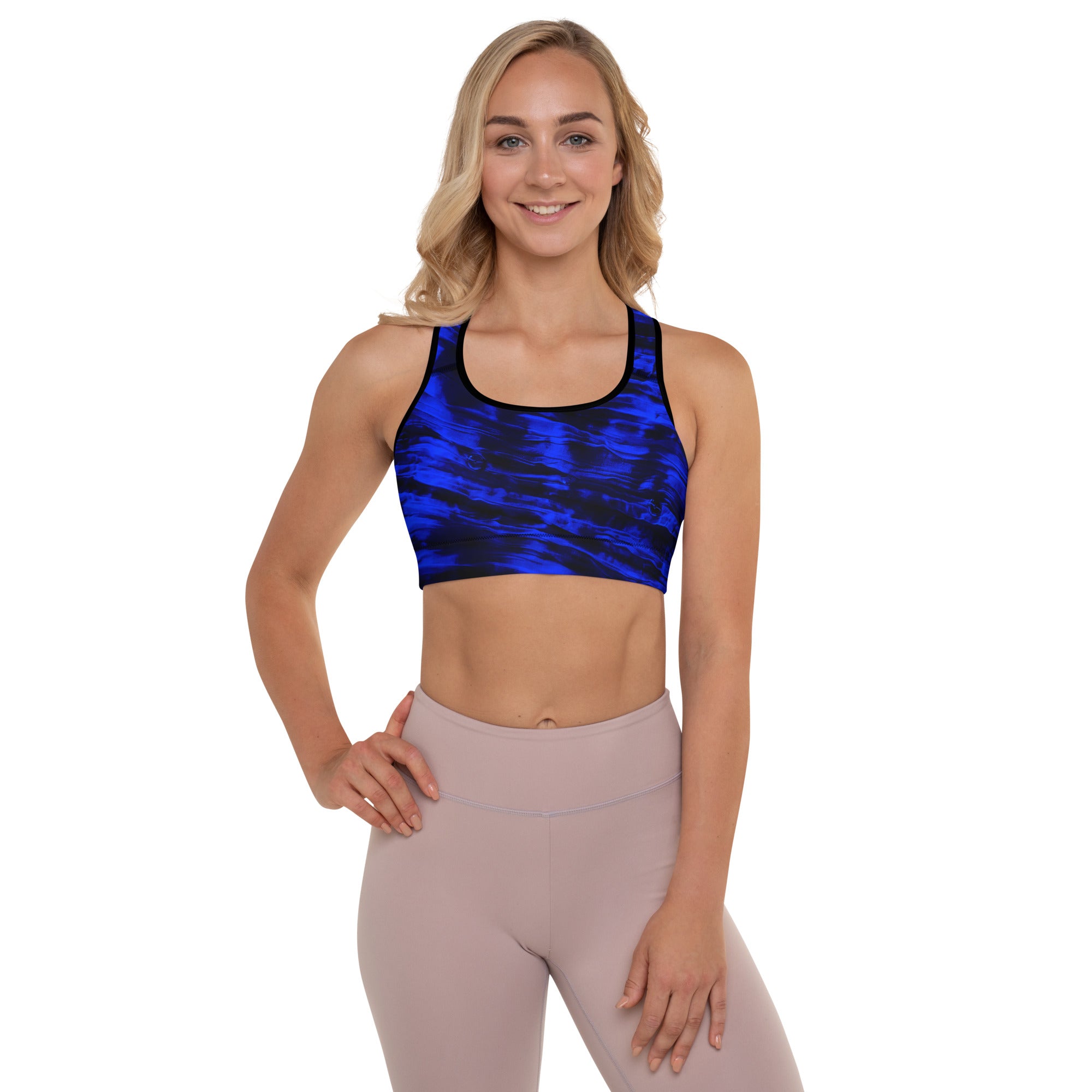 Blue Black Sports Bra. Gym top or Dance top. Yoga top or bra. Mood Indigo by WickedYo.